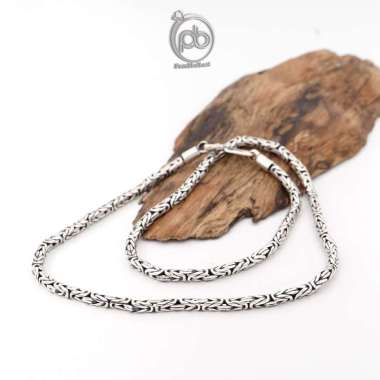 Kalung Pria Perak Bali Asli Silver 925 Motif Borobudur 45 CM