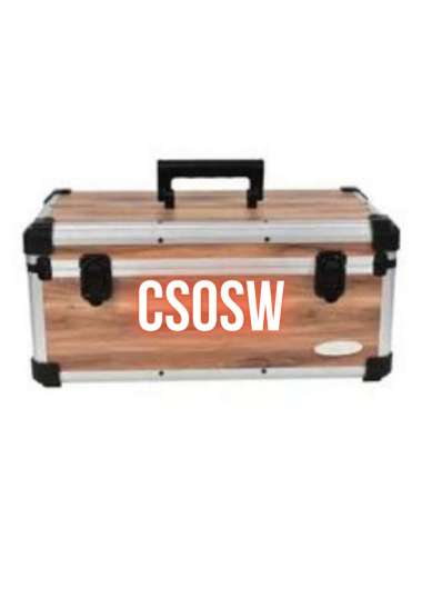 Krisbow Kotak Perkakas Aluminium Motif Kayu Tool Box Tool Case 44 Cm