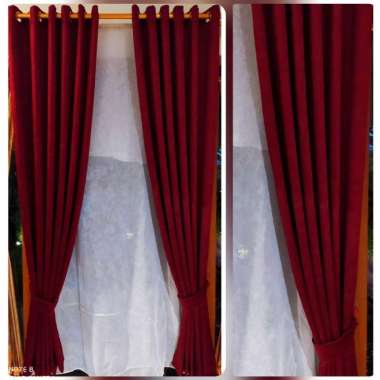 Tirai Gorden Minimalis Blackout Motif Embos Timbul - Merah Hati Ungu