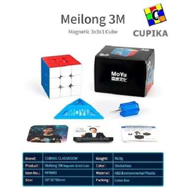 Rubik 3x3 Moyu Meilong 3M 3 M Magnet Magnetic Stickerless