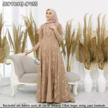 Harmony Dress Gamis Brukat Tile Mutiara Latte XXXL