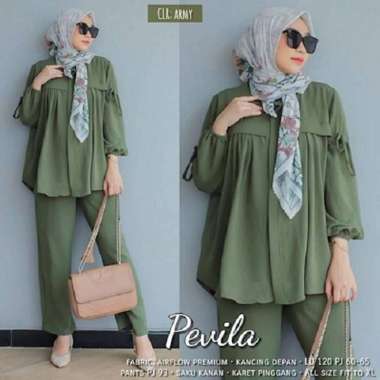 Set Setelan Wanita Terbaru Crinkle Airflow Premium Baju Pevila One Army