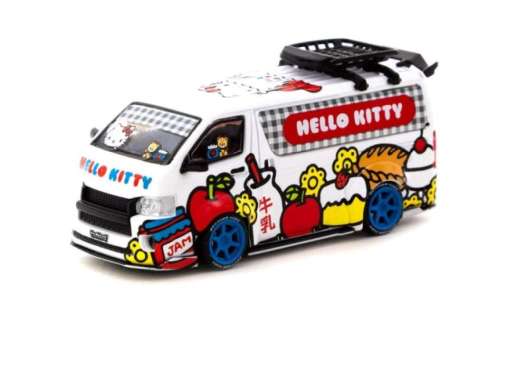 Tarmac Diecast Mobil Toyota Hiace Widebody Tarmac Works X Hello Kitty