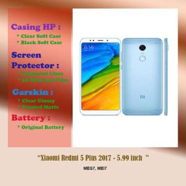 Xiaomi Redmi 5 Plus 2017 - 5.99 inch - Case - Screen Protector - Battery - Dll Clear Hard Case
