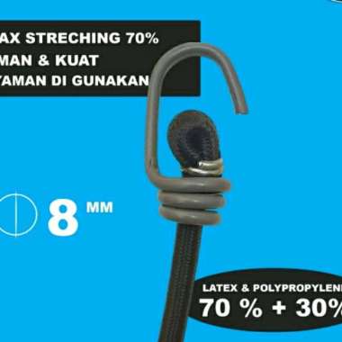 Tali Pengikat Barang Hitam 1 Meter Tali Karet Bagasi Elastis / Tali Barang Bagasi Motor HITAM