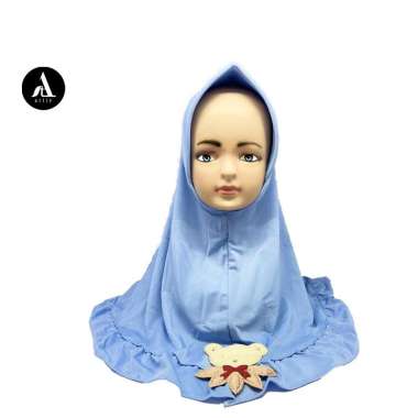 Artie | Hijab Instan Anak Motif Boneka Dada Biru Muda