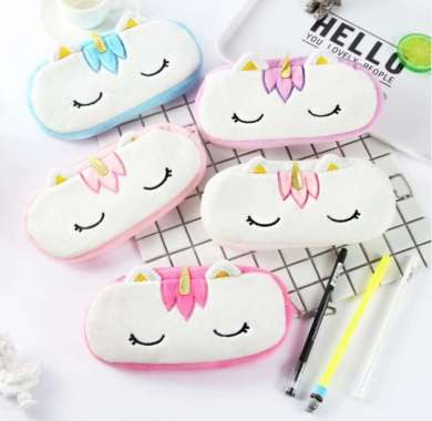 Kotak Pensil Kain Unicorn Tempat Pensil Import Termurah Harga Grosir Multicolor