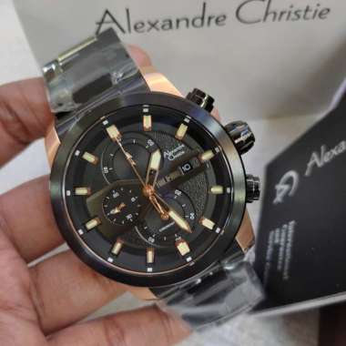 Jam Tangan Alexandre Christie AC6559 AC 6559 Black Rosegold Original Bergaransi Resmi 1 Tahun