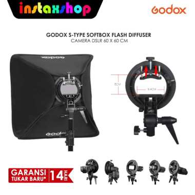 INSTAXSHOP Godox Softbox Flash Diffuser S-Type Softbox Bracket Flash Mount 60 X 60 CM