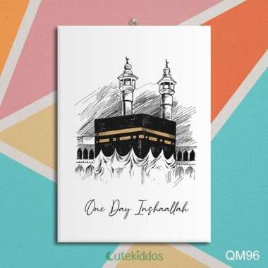 Hiasan Dinding Poster Kayu Wall Decor Kabah Ka'bah One Day InshaAllah