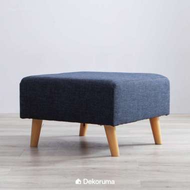 Dekoruma Daito Square Stool Kain Minimalis / Kursi Sofa Kotak - Biru