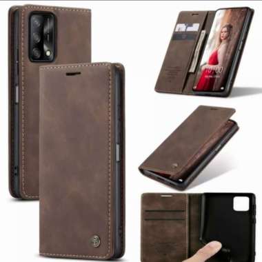 CASE CASEME OPPO A74 FLIP CASE DOMPET KULIT ORIGINAL marron