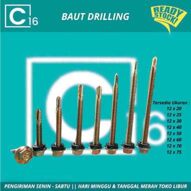 SDS Baut Drilling / Roofing / Baja ringan / GALVALUM Banyak Ukuran 12x60