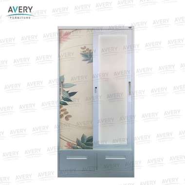 SLD 900 - Lemari Pakaian Besi 2 Pintu Sliding / Steel Wardrobe SL D900 Mulberry