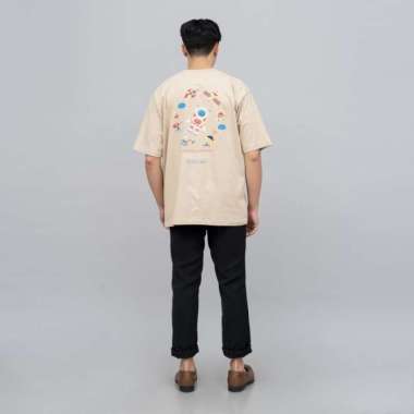 Houseofcuff Kaos Oversized T-shirt Pria Unisex Tebal Cream Astronaut M