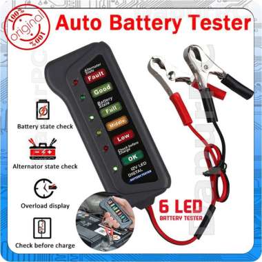 Tester Digital Aki Mobil Motor Dengan 6 LED 12V Lights Display Digital