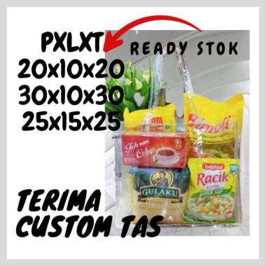 goody bag mika , tas mika transpant , tas sembako, tas souvernir polos 20x10x20