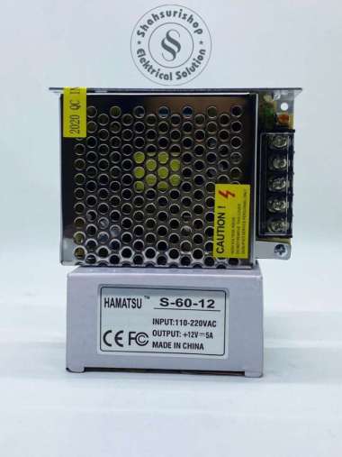 ADAPTOR POWER SUPPLY 12V 12 VOLT 5A 5 A 60 WATT AMPER DRIVER LED CCTV