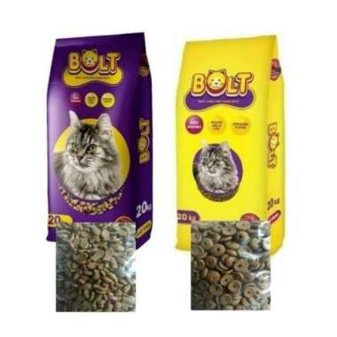 Bolt Cat 1 karung 20kg Makanan Kucing Murah Bolt Bentuk Ikan & Donut Kibble Ikan