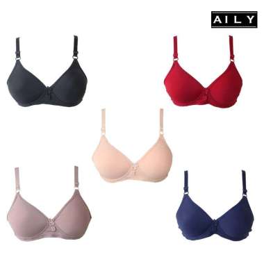 Aily ZR03 Bra Wanita [Tanpa Kawat/ Cup B] 34B Merah