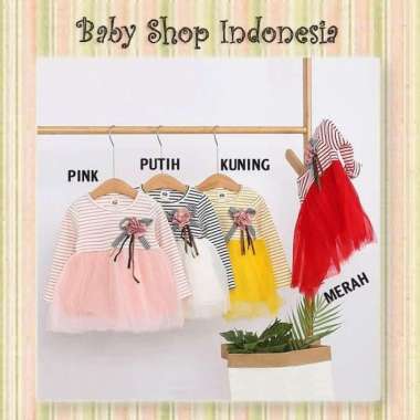 Dress Bayi Import Dress Bayi Murah Dress Bayi Import Murah Salur Tutu Kuning