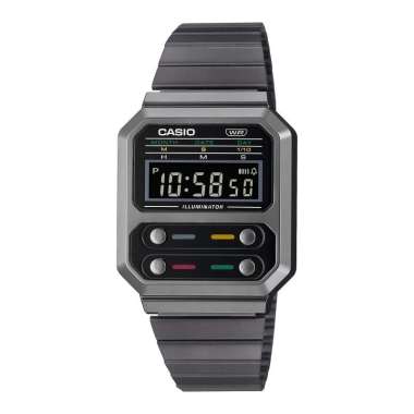 CASIO Vintage Retro Classic A100WE Metallic Black Original Jam Tangan Unisex