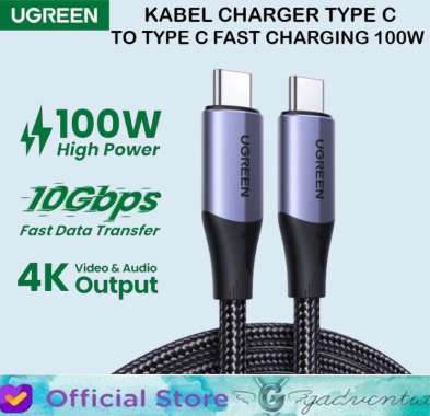UGREEN Kabel Charger Type C To Type C 3.1 Fast Charging 100W Samsung UGREEN 80150 1M