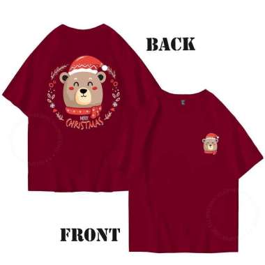 ELLIPSESINC Kaos Oversized Wanita & Pria Christmas Collection TEDDY BEAR MAROON XL