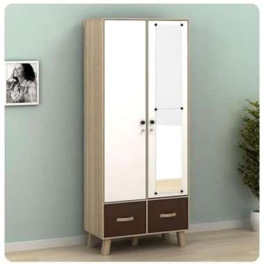 Lemari Pakaian Metropolis Arnor WD2 | 2 pintu baju cermin laci wd