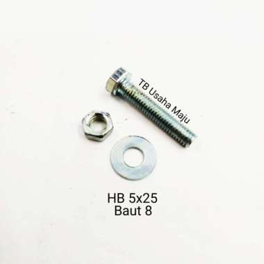 Baut 8 HB5x25 dengan ring / tidak dengan ring Baut 8 dengan ring