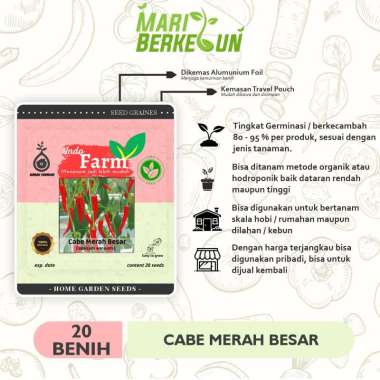 Benih Biji Bibit 20 Tanaman Cabai Merah Besar INDO FARM / Cabe Merah Besar Kualitas Unggul Super IND