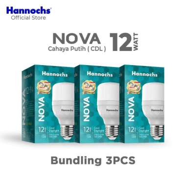 Hannochs LED NOVA 12W Cahaya Putih ( PAKET 3pcs ) PUTIH