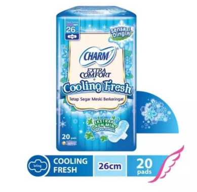 CHARM Cooling Fresh Pembalut Wing 26 cm 20 pads - Charm Pembalut Mint 26 cm 20 bh