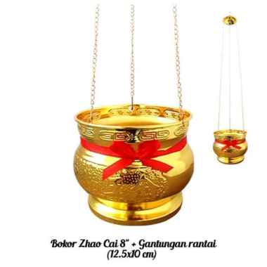 Tempat Dupa/ Hiolo Gantung Rantai Bokor Zhao Cai 8inc 001 Kuning / Yellow