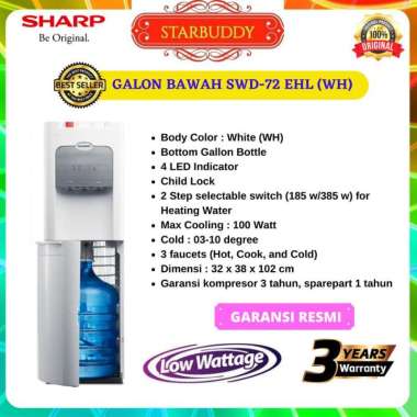 DISPENSER SHARP SWD-72 EHL-WH PUTIH GALON BAWAH LOW WATT KOMPRESOR