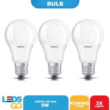 (PAKET ISI 3) OSRAM Lampu Bohlam LED 5 Watt Kuning Kuning / Warm White