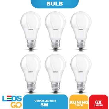 (PAKET ISI 6) OSRAM Lampu Bohlam LED 5 Watt Kuning Kuning / Warm White