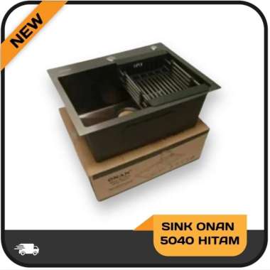 KITCHEN SINK BAK CUCI PIRING 1 LUBANG 5040 HITAM ONAN STAINLESS