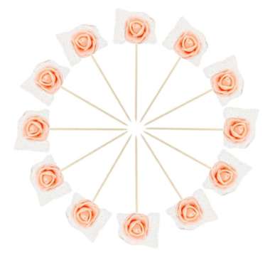 12 in 1 paper rose cake and cupcake toppers for dessert table decoration