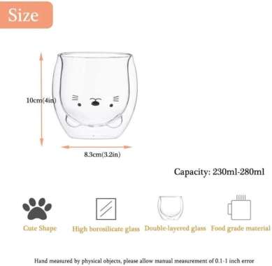 Gelas Cangkir Double Wall Cup Anti Panas Kaca Borosilikat Motif Lucu Beaver