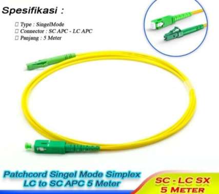 Patchcord Fiber Optik Simplex SC APC - LC APC Panjang 5 Meter