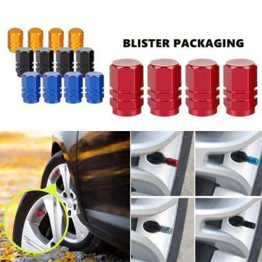 TUTUP PENTIL MOBIL MOTOR SEPEDA ALUMUNIUM BESI 4 PCS PER SET