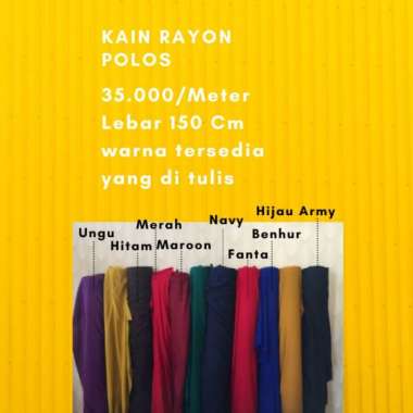 Alfa Textile Kain Rayon Motif Polos Lebar 150Cm Merah Marun