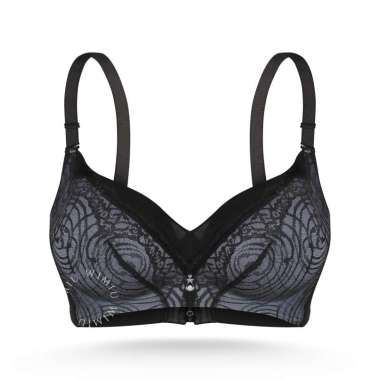 WIMIU BH Bra Wanita Busa Tipis Renda Full Cup Pakaian Dalam Wanita 001390 Black 32