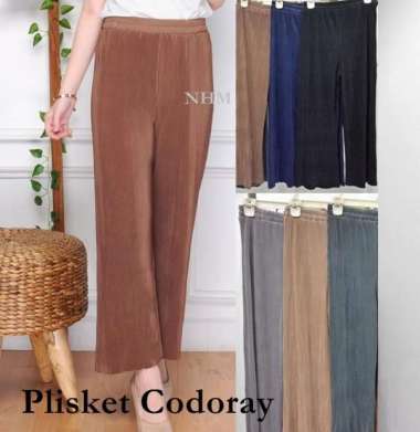 Celana Kulot Plisket, Celana Wanita Plisket Codoray Panjang Maroon