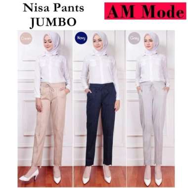 Celana Panjang Wanita Asimetris Pants, Baggy Pants Nisa Sabyan Cream