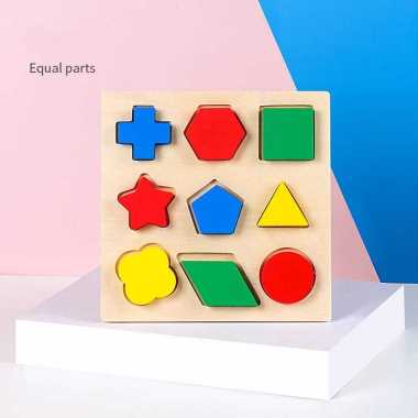 FG Puzzle Shape Geometri Puzzle Kayu Anak 3D Edukasi Chunky Puzzle Huruf dan Angka Jigsaw Wooden Edu