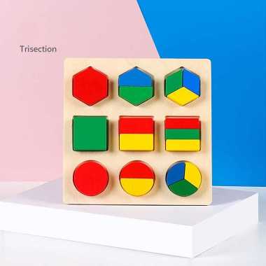 FG Puzzle Shape Geometri Puzzle Kayu Anak 3D Edukasi Chunky Puzzle Huruf dan Angka Jigsaw Wooden Edu