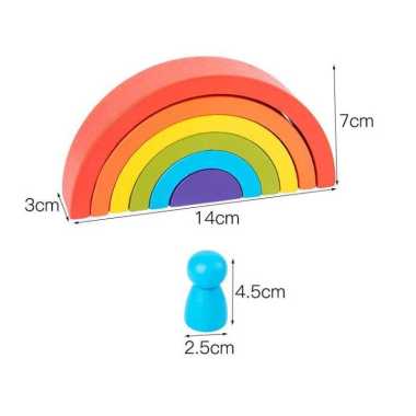 FG Mainan Montessori Wooden Rainbow Block + Peg Doll Balok Pelangi RAINBOW BLOCK BESAR