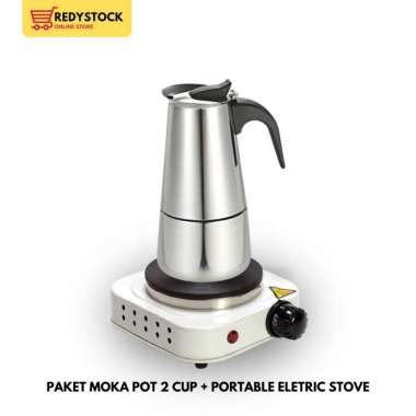 Jual PAKET MOKA POT STAINLESS + KOMPOR 